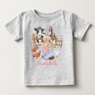 Cute Country Farm Animals Girl Birthday Baby T-Shirt