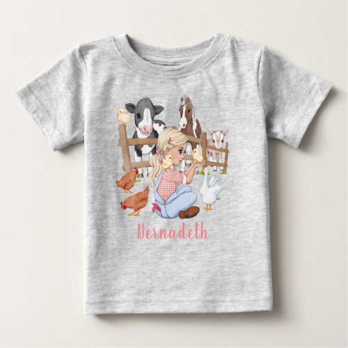 Cute Country Farm Animals Girl Birthday Baby T_Shirt