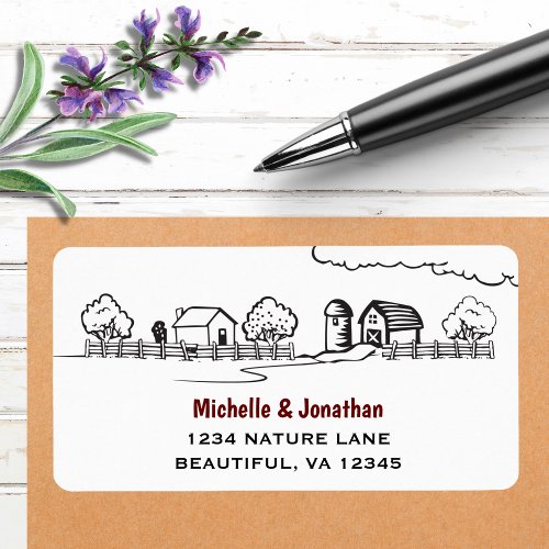 Cute Country Farm Black White and Red Address Label