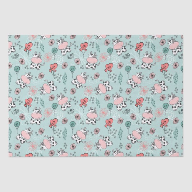 Cute Country Farm Cows Tissue Paper (Front)