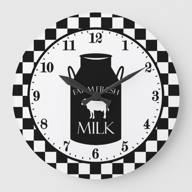 cute Country Farm fresh milk cow wall clock (Front)
