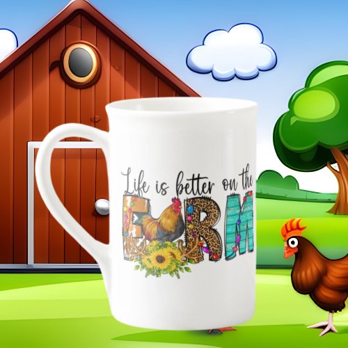 Cute Country Farm life word art  Bone China Mug