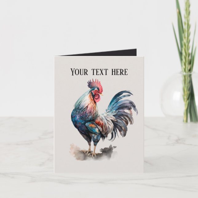 Cute Country farm rooster add text Card (Front)