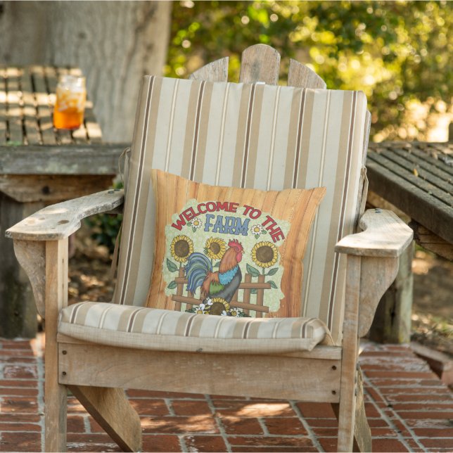 cute Country Farmhouse chicken  Outdoor Pillow (Chair)