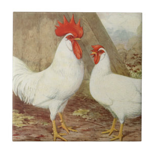 Cute Country farmhouse rooster hen vintage Ceramic Tile