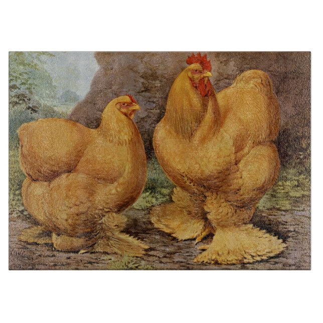 Cute Country farmhouse rooster hen vintage Cutting Board (Front)