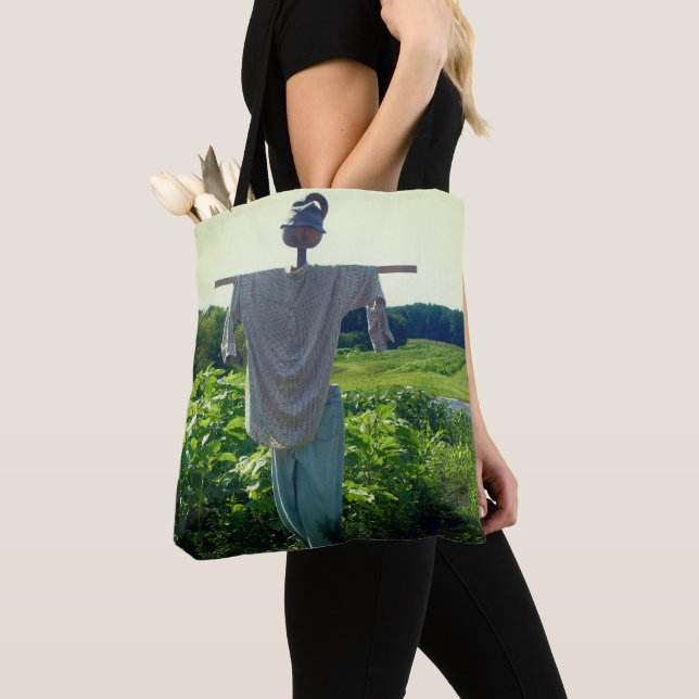 Cute Country Garden Scarecrow    Tote Bag (Close Up)