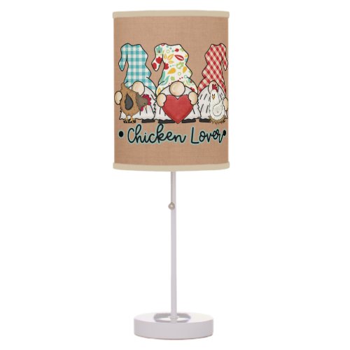 cute Country gnomes chicken lovers Table Lamp