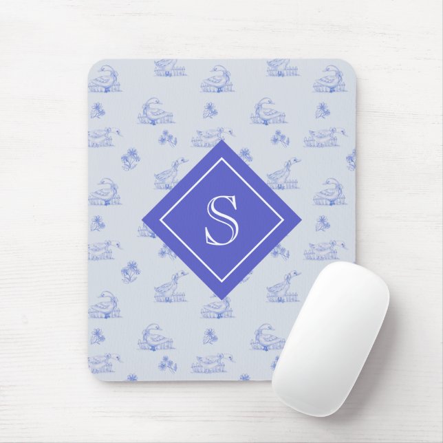 Cute Country Goose Toile Pattern Personalized Mouse Pad (With Mouse)
