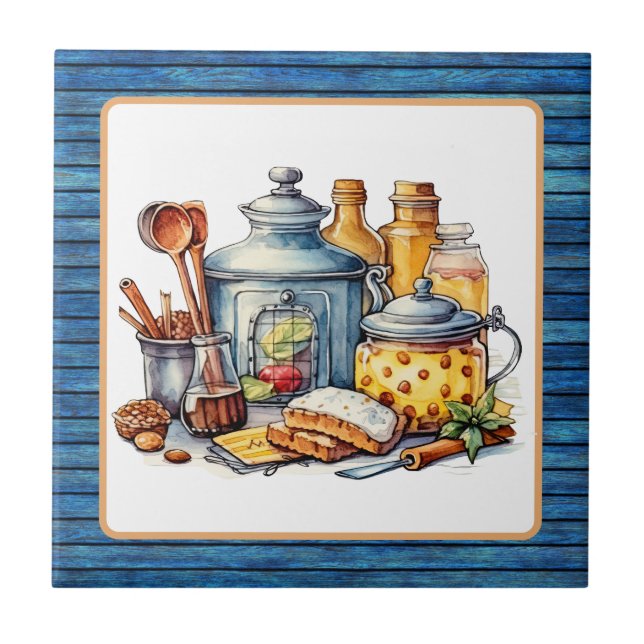 Cute Country kitchen pot  Ceramic Tile (Front)