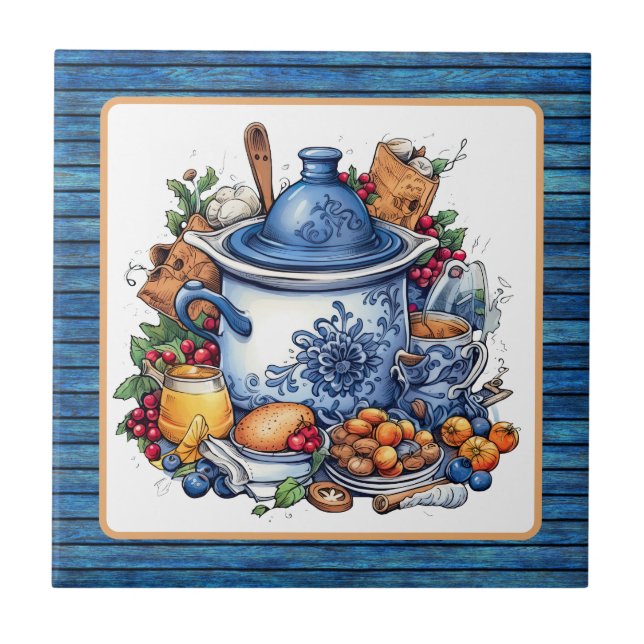 Cute Country kitchen pot  Ceramic Tile (Front)