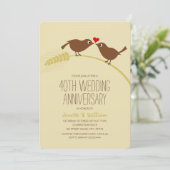 Cute Country Love Birds 40th Wedding Anniversary Invitation (Standing Front)