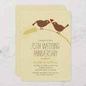 Cute Country Love Birds 75th Wedding Anniversary Invitation (Front/Back)
