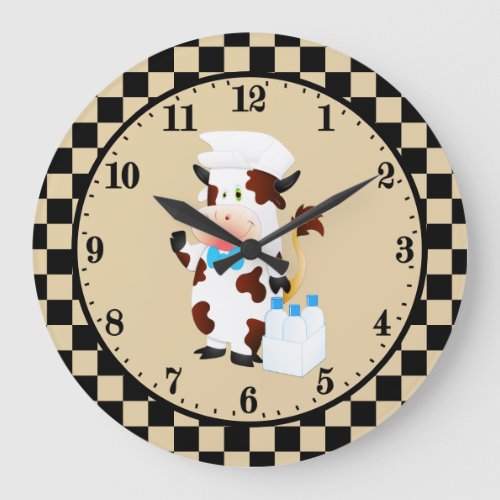 cute Country milk cow kitchen Farm Large Clock