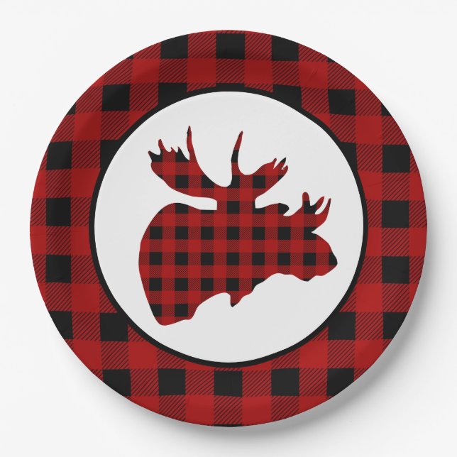 Cute Country moose head party Paper Plates (Front)