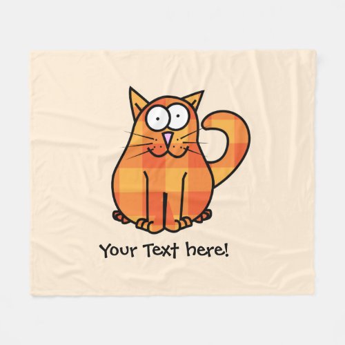Cute Country Orange Calico Cartoon Kitty Cat Icon Fleece Blanket