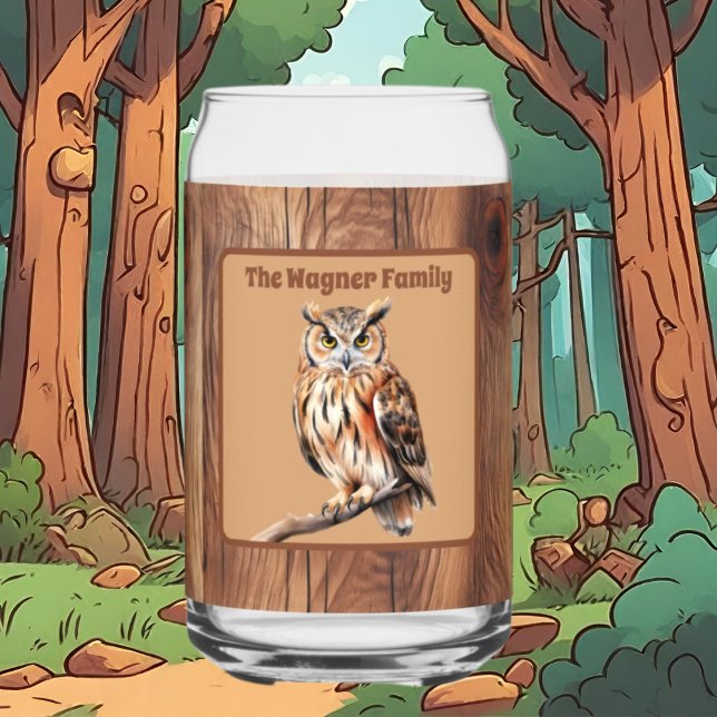 Cute Country owl lovers add name Can Glass (Creator Uploaded)