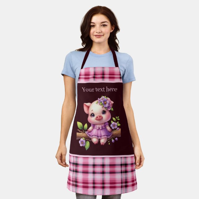 Cute Country pig add text Apron (Worn)