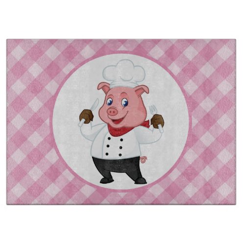 cute Country pig chef kitchen Cutting Board