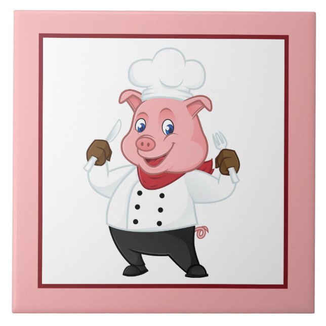 Cute Country pig decor Ceramic Tile (Front)
