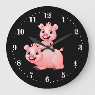 cute Country pig decor Large Clock