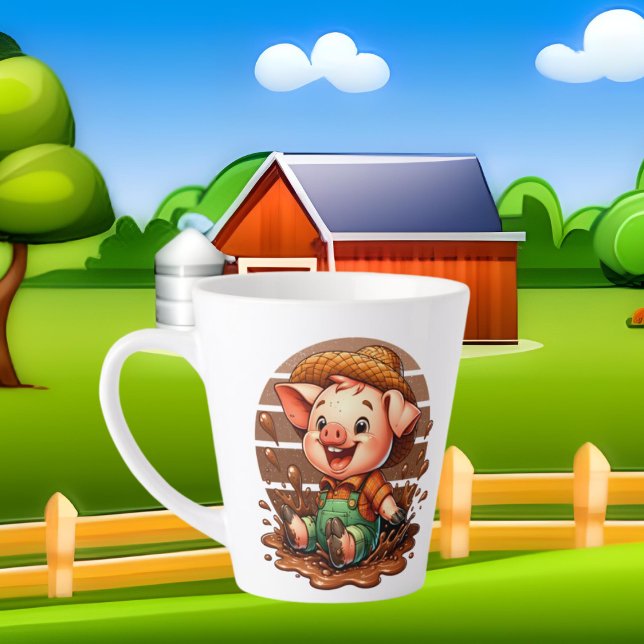 Cute Country pig lovers add monogram  Latte Mug (Creator Uploaded)
