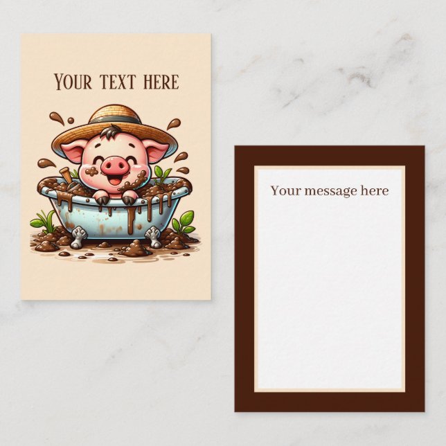 Cute Country pig lovers add text Note Card (Front/Back)