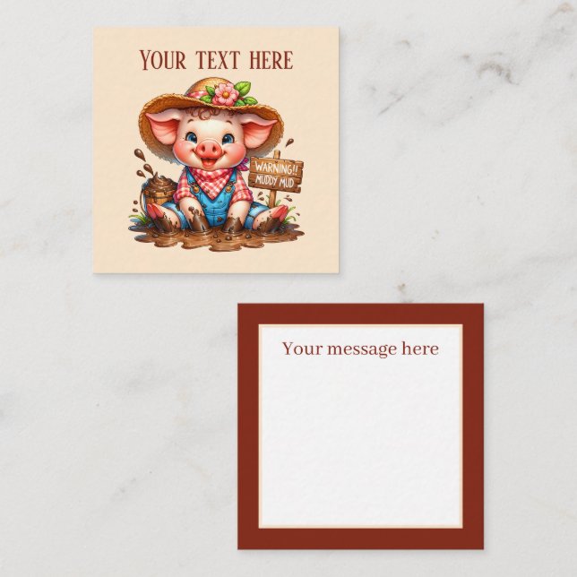 Cute Country pig lovers add text  Note Card (Front/Back)