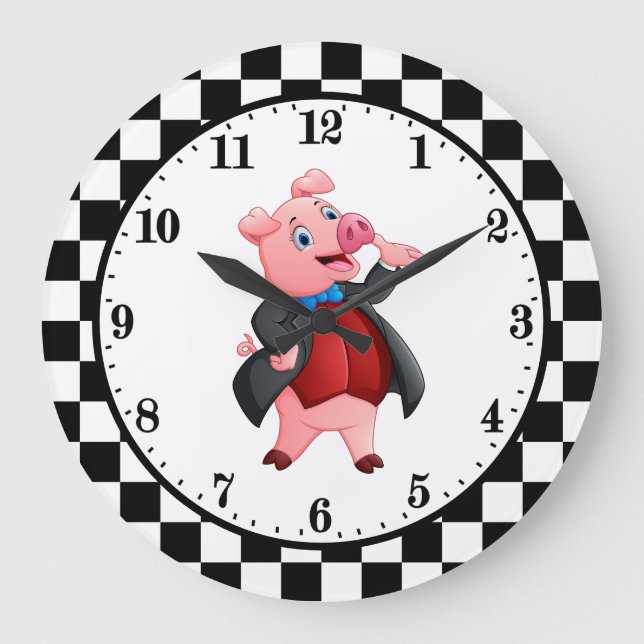 cute Country pig lovers Large Clock (Front)
