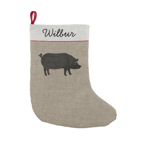 Cute Country Pig Silhouette   Personalized Small Christmas Stocking