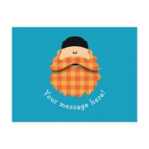 Cute Country Plaid Bright Orange Bearded Character