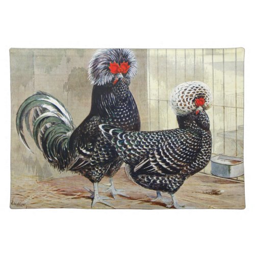 Cute Country Rooster and Chicken vintage Cloth Placemat