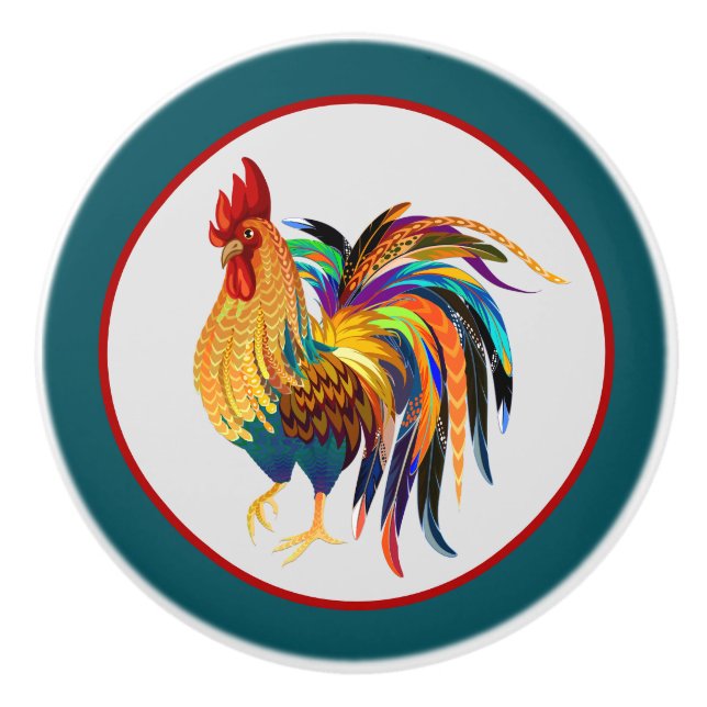 cute Country rooster decor Ceramic Knob (Front)
