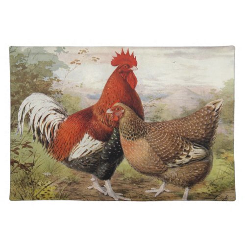 Cute Country rooster farmhouse kitchen Cloth Placemat