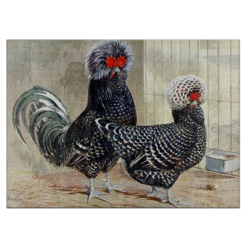 Cute country rooster hen cutting board