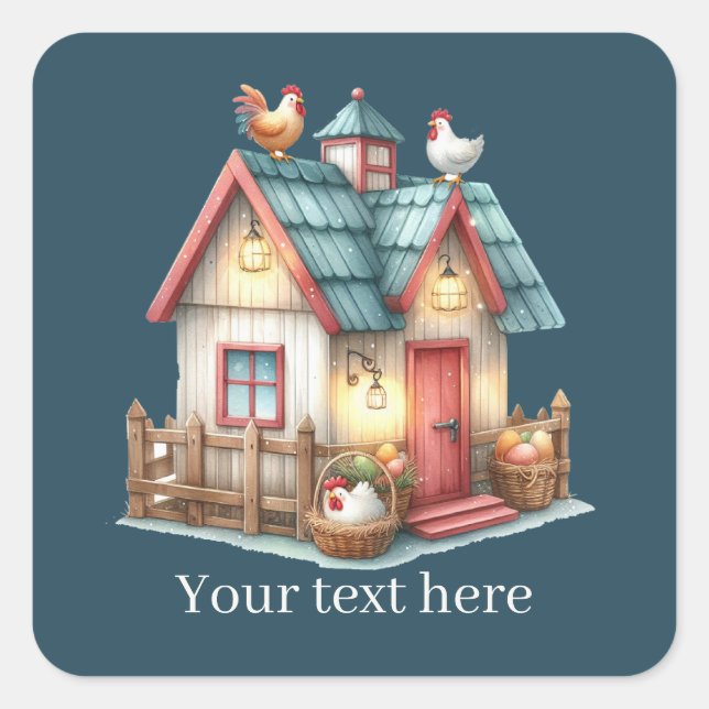 cute Country rooster lovers add message  Square Sticker (Front)