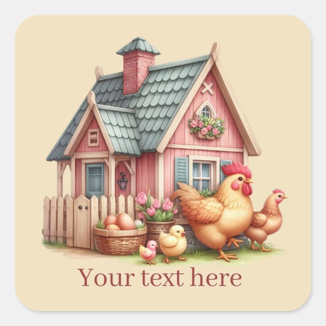 cute Country rooster lovers add message  Square Sticker (Front)