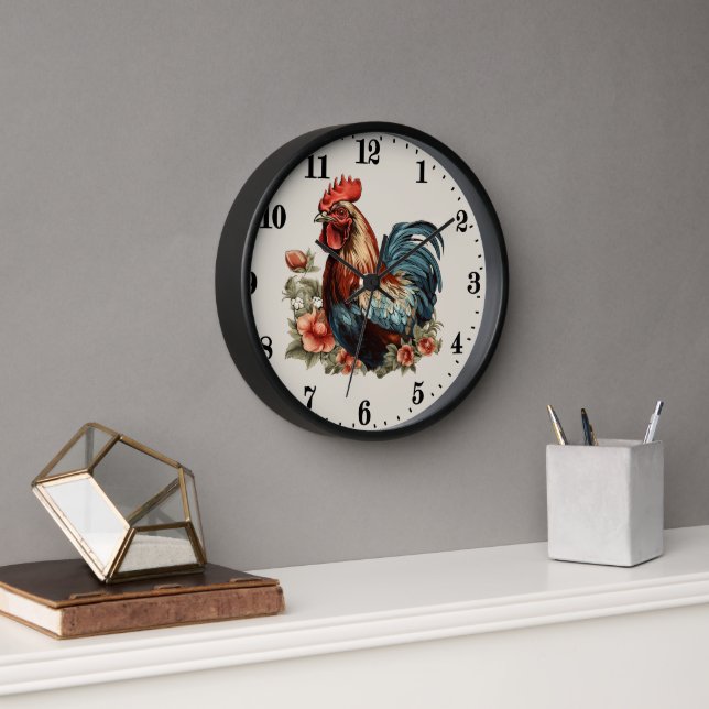 Cute country rooster lovers  clock (Office)