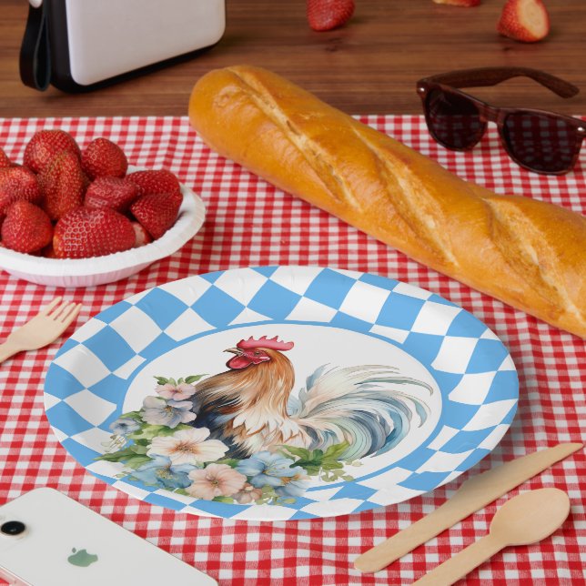 Cute Country Rooster lovers Paper Plates (Picnic)