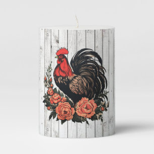 Cute Country rooster lovers  Pillar Candle