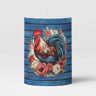 Cute Country rooster lovers Pillar Candle