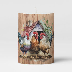 Cute Country rooster lovers  Pillar Candle