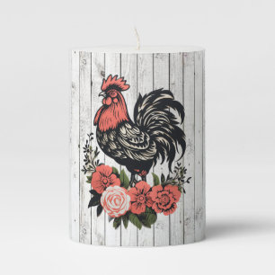 Cute Country rooster lovers Pillar Candle