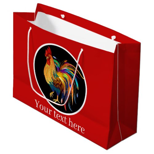 Cute Country rooster party Large Gift Bag