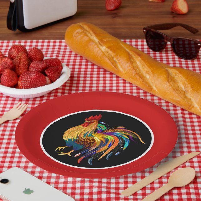 Cute Country rooster party Paper Plates (Picnic)