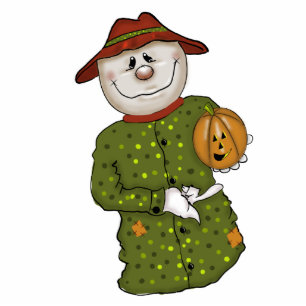 Cute Country Scarecrow Folk Art Statuette