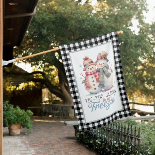 Cute Country Snowmen Holiday House Flag