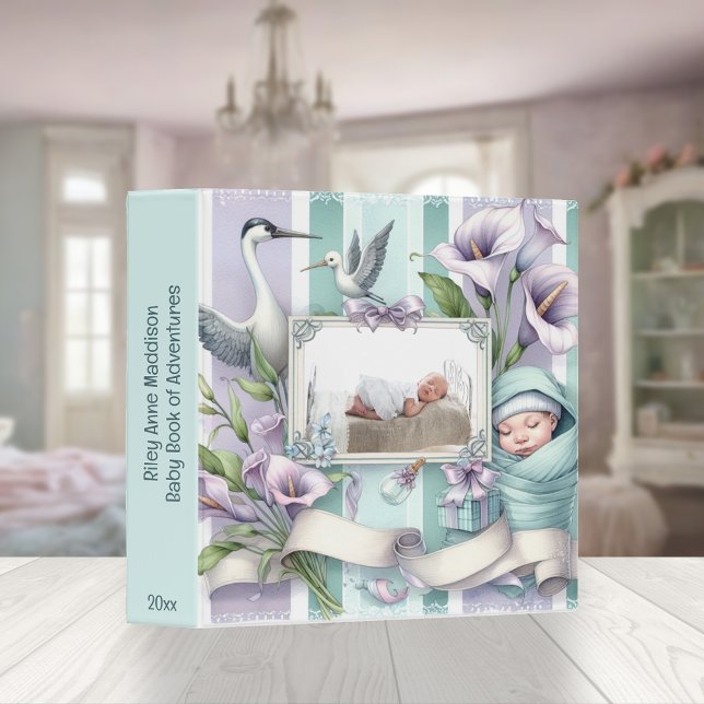 Cute Country Storks Framed Baby Photo Book 3 Ring Binder (Creator Uploaded)