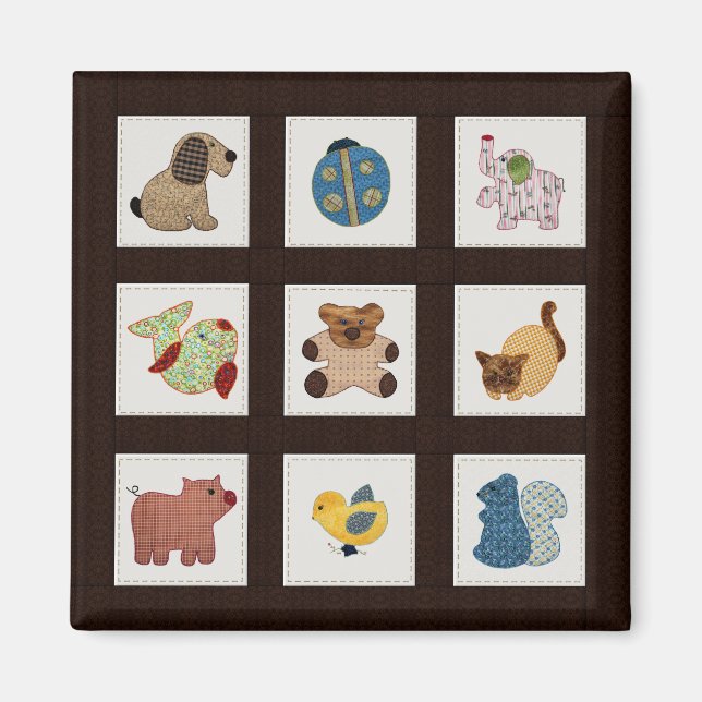 Cute Country Style Baby Animals Quilt Magnet (Front)