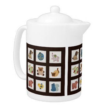 Cute Country Style Baby Animals Quilt Teapot by PhotographyTKDesigns at Zazzle